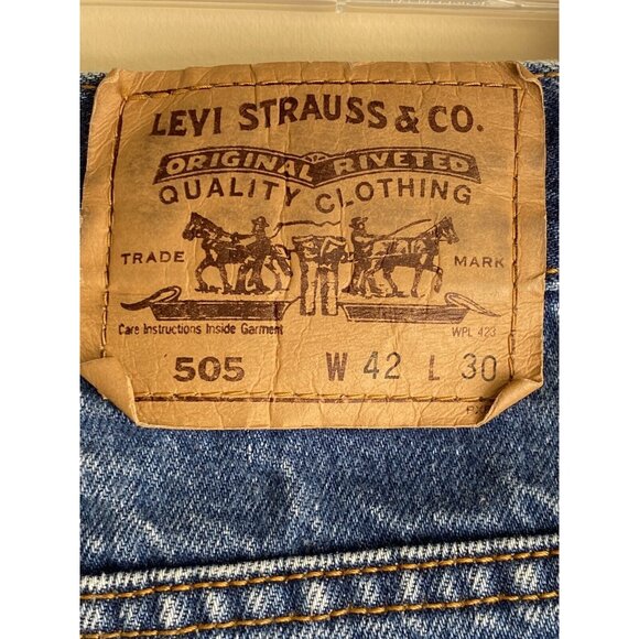Levi's 505 Jeans 42x30 Men's Regular Fit Straight Leg Medium Wash Orange Tab - Picture 13 of 14